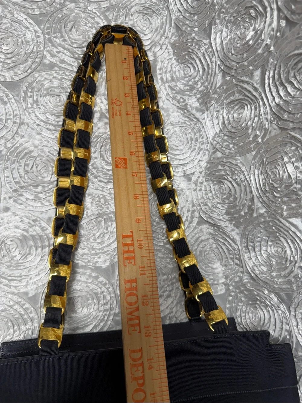 Salvatore Ferragamo Tiered Canvas & Leather Bag with Gold-tone Gancini Chain S